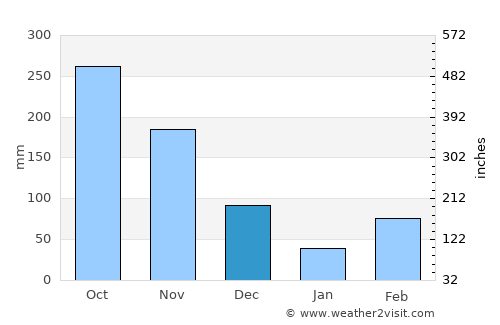 Puerto Lleras average rain in December