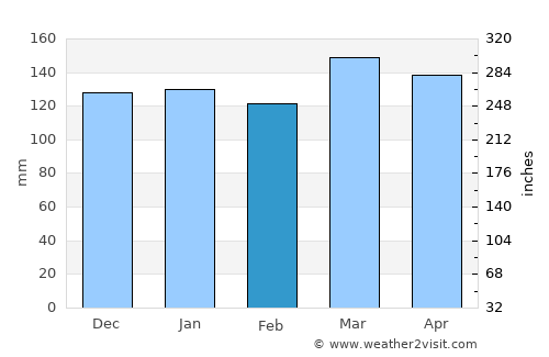 Puerto Natales average rain in February