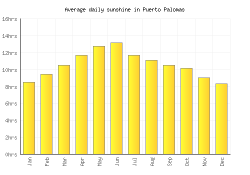 Puerto Palomas average daily sunshine chart