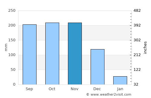 Puerto Princesa average rain in November