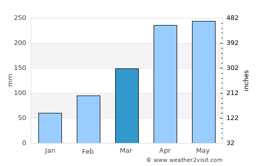 Puerto Salgar average rain in March