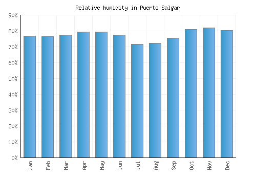 Puerto Salgar relative humidity averages