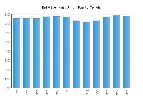 Puerto Tejada relative humidity averages