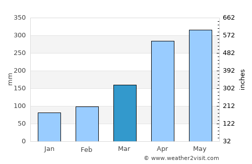 Puerto Triunfo average rain in March