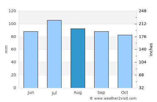 Pulaski average rain in August