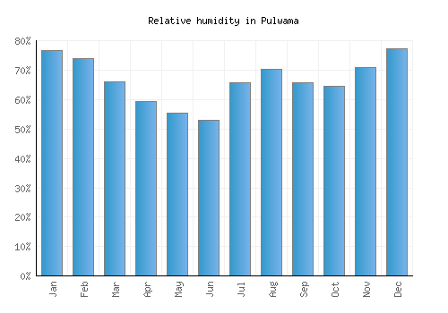 Pulwama relative humidity averages