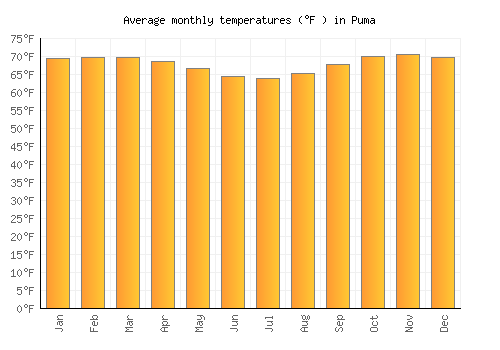 Puma average temperature chart (Fahrenheit)