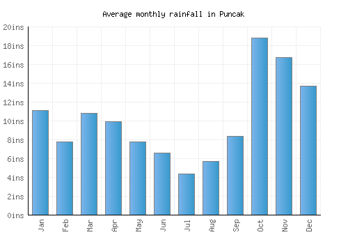 Puncak monthly rainfall chart (inches)