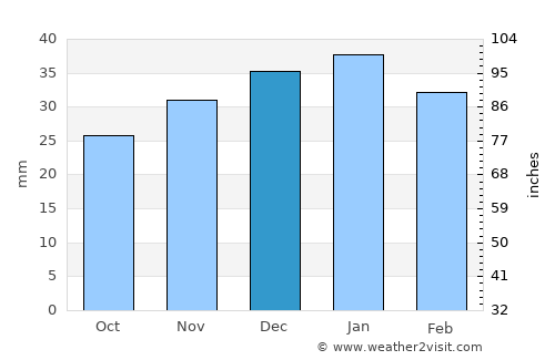 Punta Arenas average rain in December