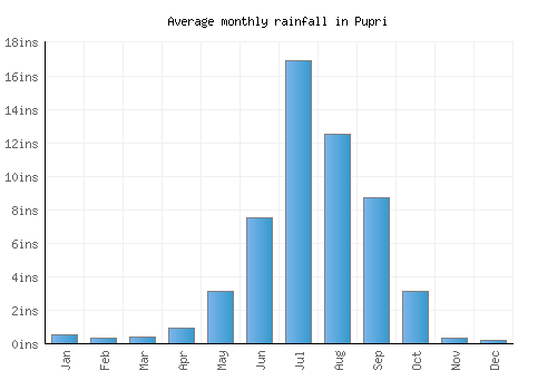 Pupri monthly rainfall chart (inches)