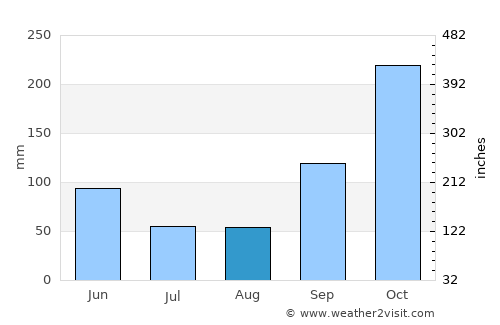 Purificación average rain in August