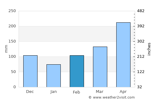 Purificación average rain in February