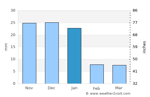 Purificación average rain in January