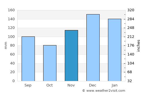 Purvis average rain in November