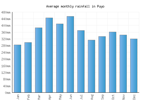 Puyo monthly rainfall chart (mm)