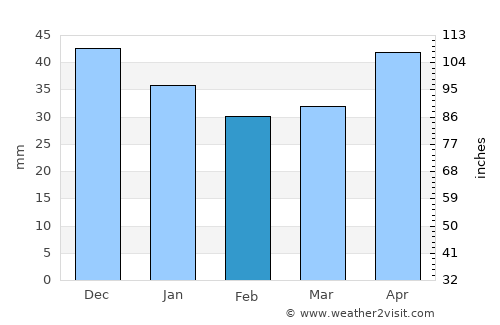 Pyetrykaw average rain in February