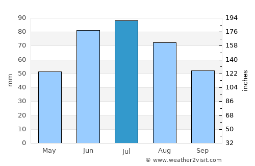 Pyetrykaw average rain in July