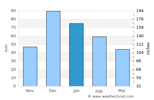 Pyla average rain in January