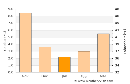 Râchaïya el Ouadi average temperature in January