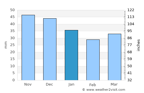 Rahachow average rain in January