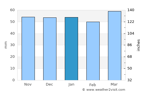Rakaia average rain in January