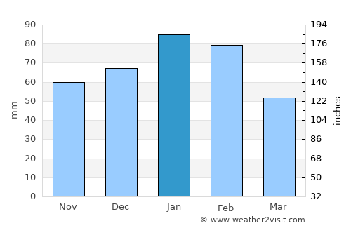 Ramokgonami average rain in January