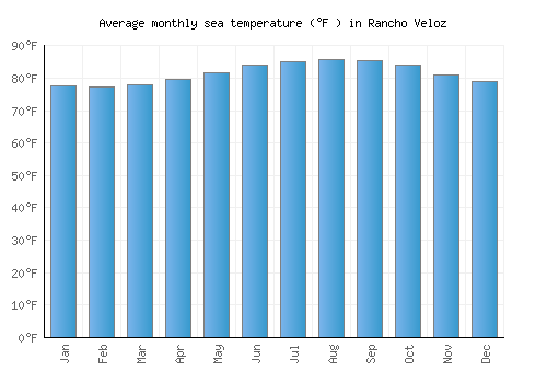 Rancho Veloz average sea temperature chart (Fahrenheit)