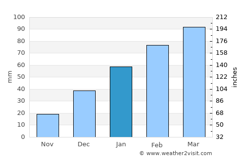 Rāwalpindi average rain in January