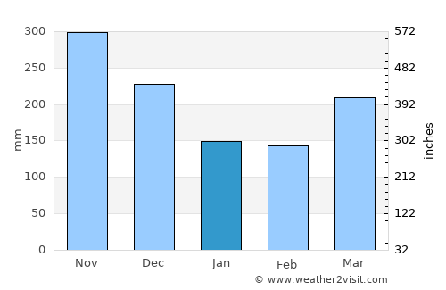 Rawang average rain in January