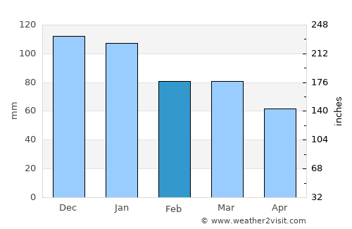 Redwick average rain in February