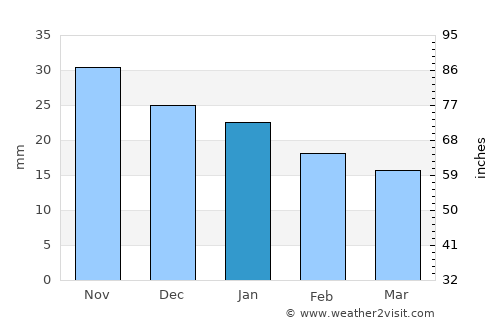 Reftinskiy average rain in January