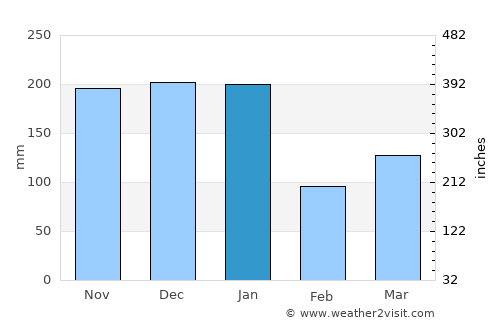 Resplendor average rain in January