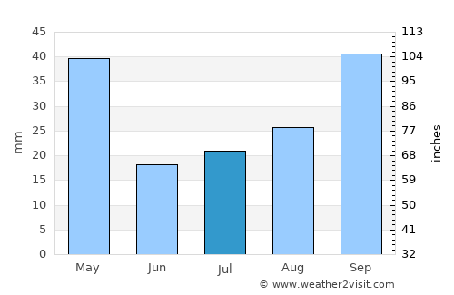 Resplendor average rain in July