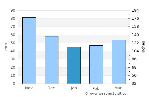 Rimini average rain in January