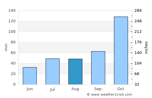 Rio Bananal average rain in August