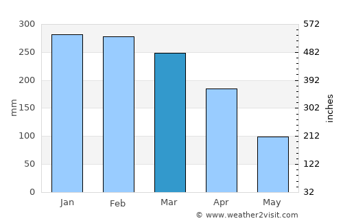 Rio Branco average rain in March
