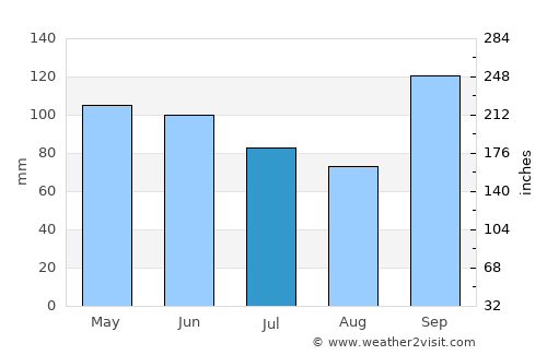 Rio Branco do Sul average rain in July