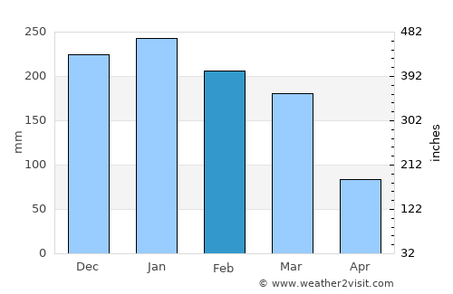 Rio Claro average rain in February