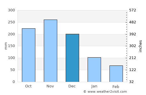 Rio Claro average rain in December
