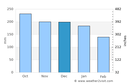 Rize average rain in December