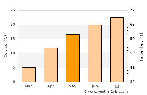 Rodnikovskaya average temperature in May