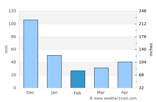 Rodriguez average rain in February