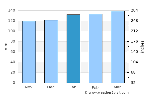 Rosário do Sul average rain in January