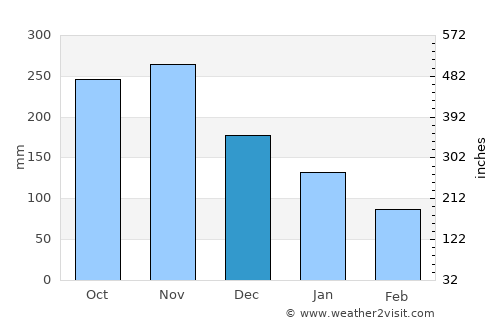 Roseau average rain in December
