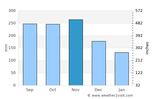 Roseau average rain in November