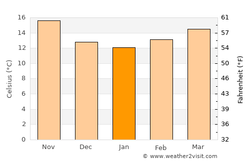 Rota average temperature in January