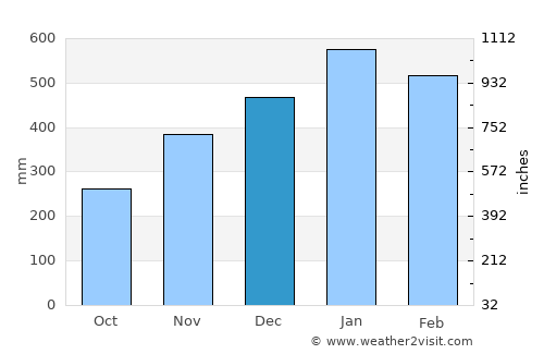 Ruteng average rain in December