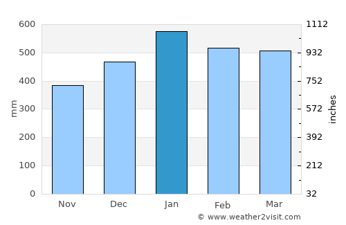 Ruteng average rain in January