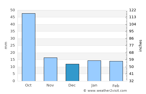 Sabinas average rain in December