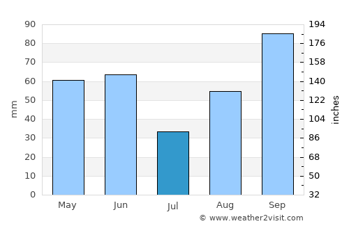 Sabinas average rain in July